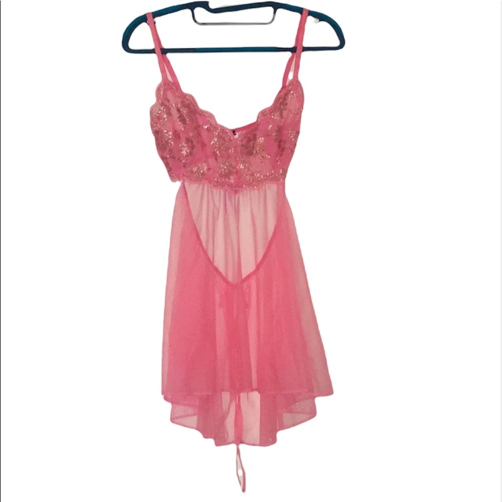 NWT Victoria Secret: Rare 🔥 Extra Small Coral Sheer Gold Shimmer Lingerie Slip